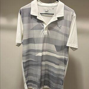 Puma Men's White and Gray Golf Polo Shirt